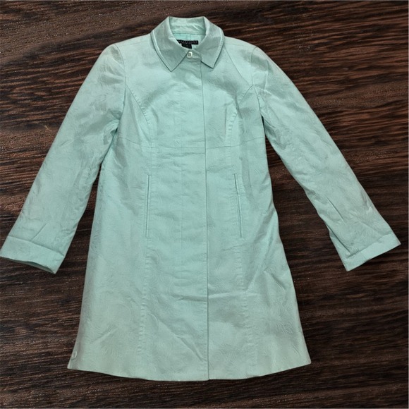 Apostrophe Jackets & Blazers - Apostrophe Stretch Light Aqua Textured Button Front Coat Womens Size 2
